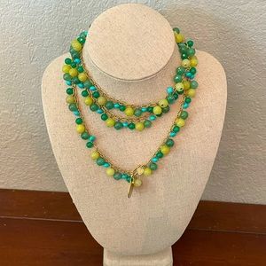 Green and Yellow Beaded Stella & Dot Wrap Necklace